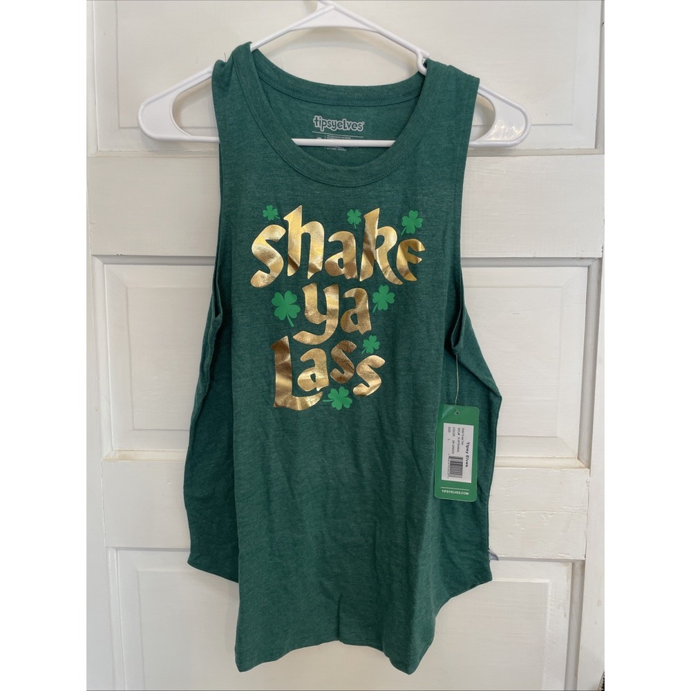 NWT Tipsey Elves Green St. Patrick's Patty's Day Tank Large Women's